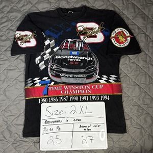 VINTAGE Sports Image Dale Earnhardt Shirt Mens 2Xl Black AOP Racing 90s Champion